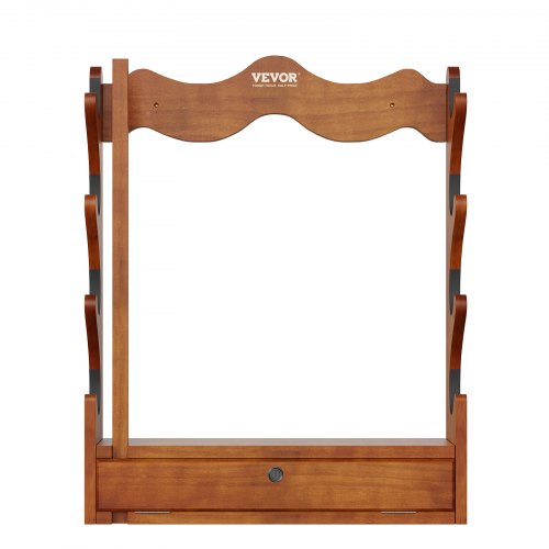 Geværholder, Vægmonteret træ, 84x61x14 cm, Lys rød, Opbevaring