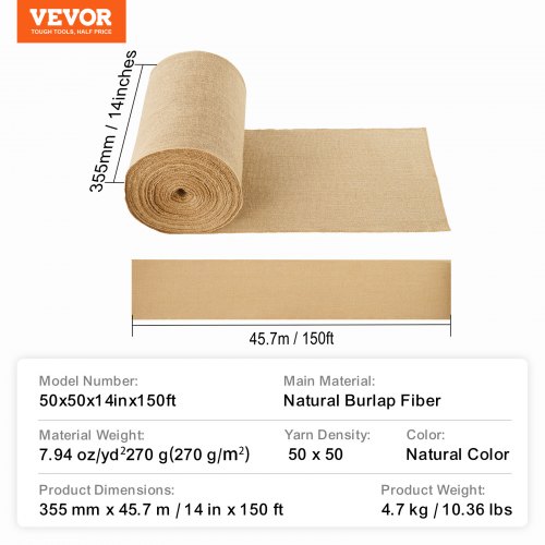Jutestofrulle, 35,6x4570 cm, Natur, Jutemateriale