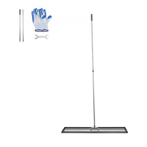 Plæneudjævningsrive, 121,9x25,4 cm plade, 213 cm skaft, sort, kulstofstål