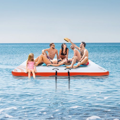 Uppblåsbar flytande brygga, 304x304 cm, vit, halkfri PVC