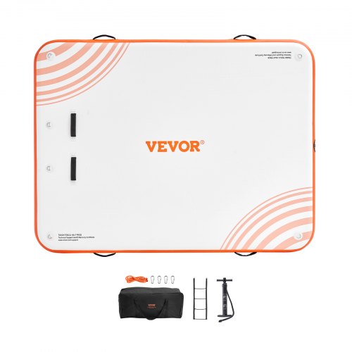 Oppustelig flydende dock 304x243x15,2 cm hvid orange, skridsikker PVC
