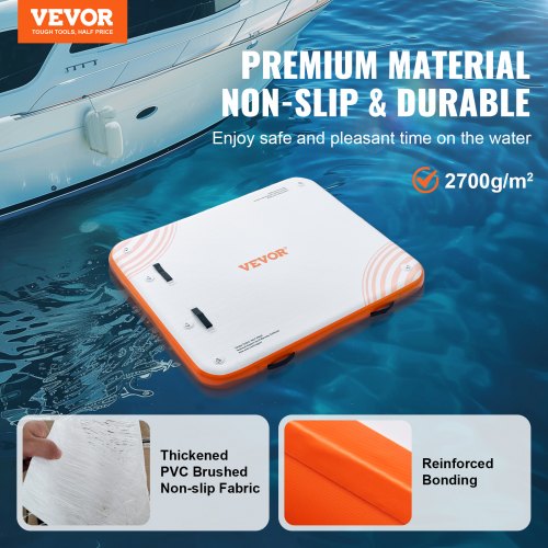 Oppustelig flydende dock, 182x152 cm, hvid, PVC skridsikker platform