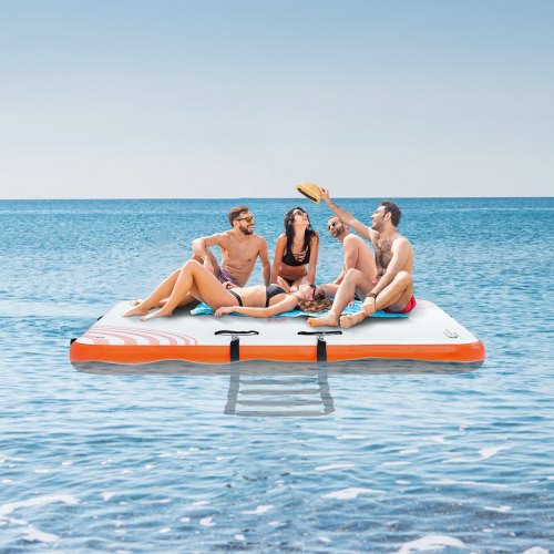 Oppustelig flydende dock, 182x152 cm, hvid, PVC skridsikker platform