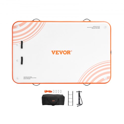 Oppustelig flydende dock, 243x152 cm, hvid orange, skridsikker PVC
