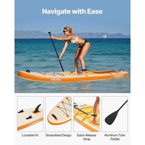 Oppustelig Stand Up Paddle Board, 323x84x15 cm, Hvid Blå, Ultra-Let