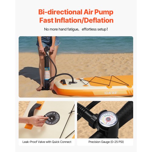 Oppustelig Stand Up Paddle Board, 323x84x15 cm, Hvid Blå, Ultra-Let