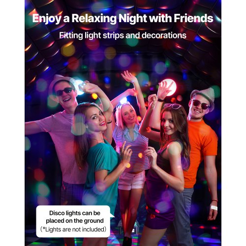 Oppustelig natklub 9x6x4 m sort, Oxford-stof