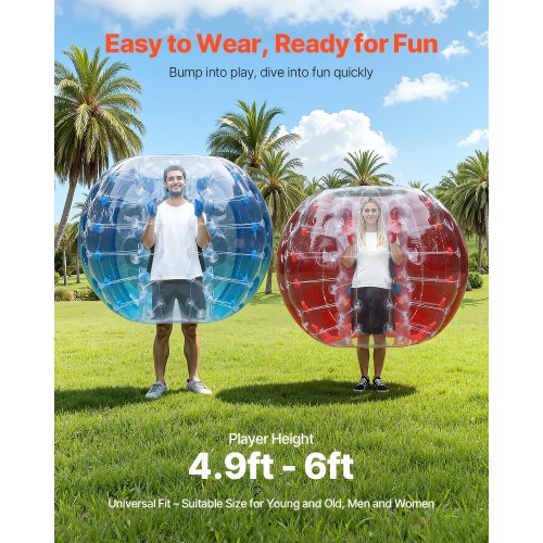 Oppustelige Bumper Balls, 150x120 cm, Rød & Blå, PVC