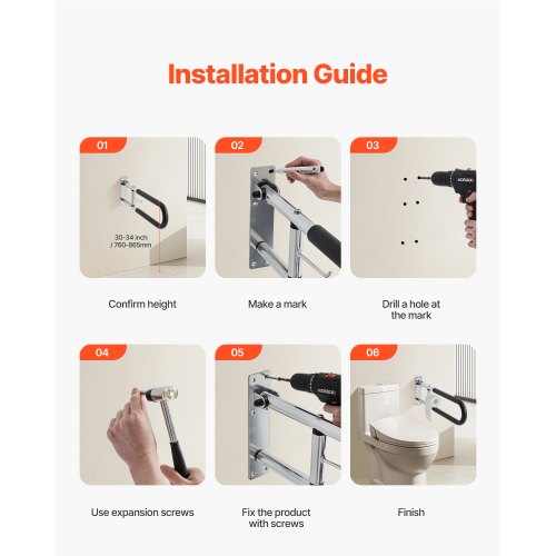 Toiletsikkerhedsrail, U-formet foldbar støttebøjle 28x7.5x76.5 cm, sølv, aluminium