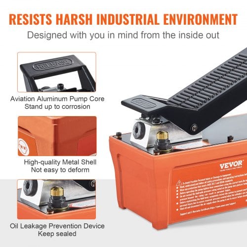 Luft-hydraulisk pumpe, 262x136x186 mm, orange, metal
