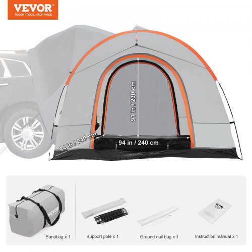 SUV Camping Telt, 240x240x230 cm, Grå, Vandtæt Dobbelt Lag