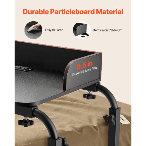 Overbed-bord 221x40x101,6 cm Sort Justerbar