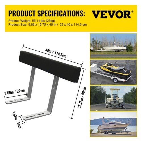 Bådtrailer guide-ons, 121,9x22x40 cm, stål