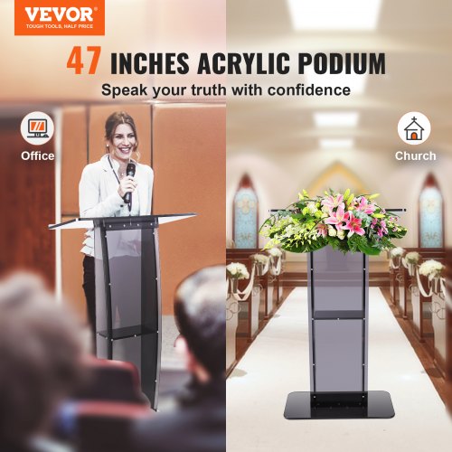 Podium, Akrylstander 68,5x33x119,8 cm, Sort, Opbevaringshylde