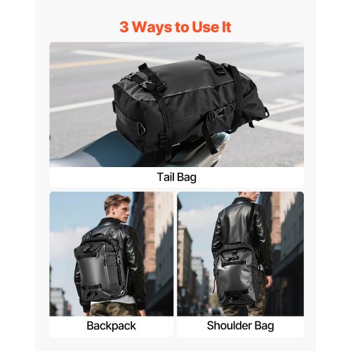 Motorcykel bagtaske, 45x30x20 cm, sort, vandtæt opbevaring