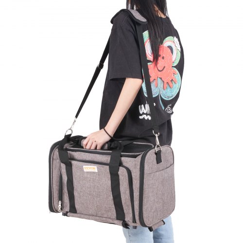 Kæledyrstransport med hjul, 44,5x28,5x29 cm, grå, rullende transportbur