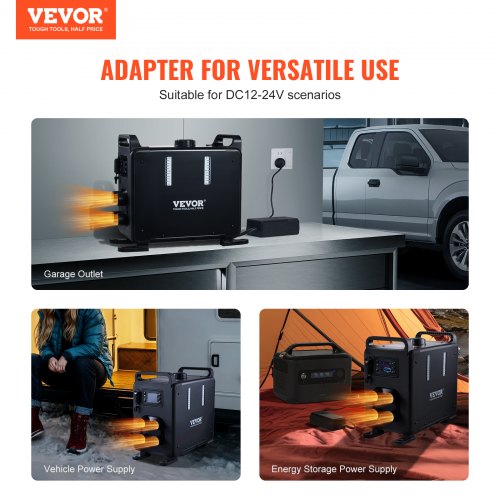 Diesel luftvarmer, 8kW, 12V/24V, Bluetooth, CO-alarm, bærbar varmeenhed