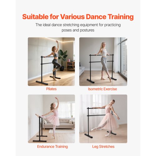 Balletbarre, 131,5x67,8x123 cm, Sort, Justerbart træningsudstyr