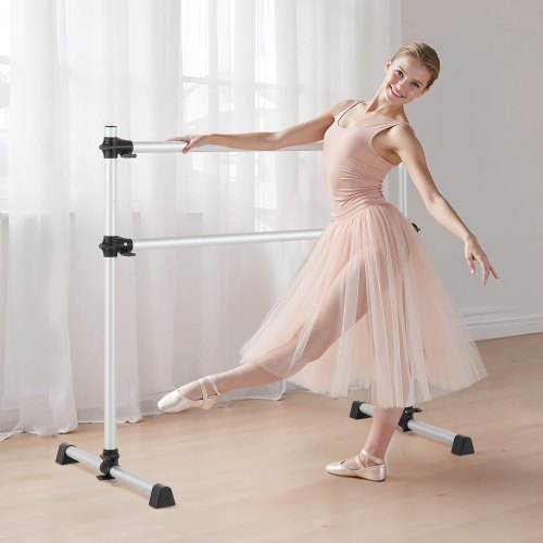 Balletbarre, Aluminium Dobbelt Barre, 126x76x118 cm, Sølv, Justerbar