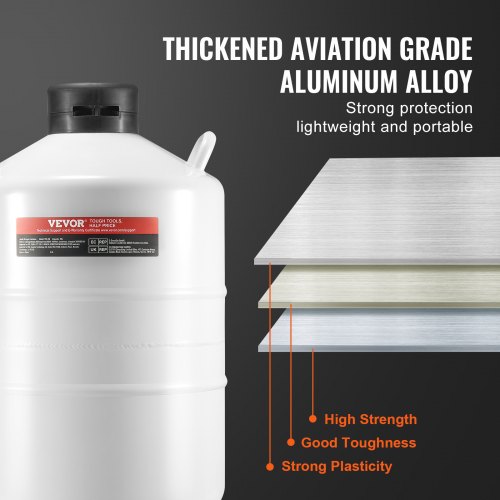 Flydende Nitrogentank, 38,4x67 cm, Aluminiumlegering, Opbevaring
