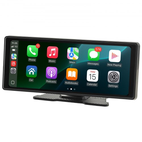 Bilradio, Trådløs HD touchskærm, 25.4x9.7x3 cm, Sort, Bluetooth
