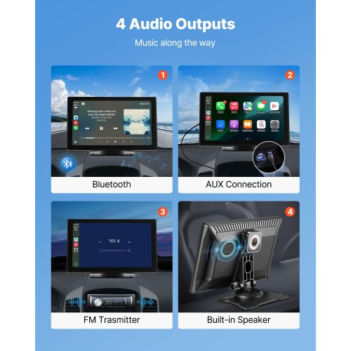 Bilradio, 228,6 mm HD touchskærm, 222x136x40 mm, sort, Bluetooth
