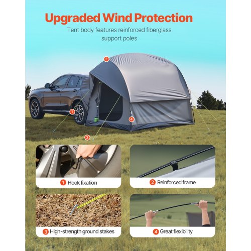 SUV Camping Telt, 240x240x215 cm, Vandtæt, Dobbelt lag, Opbevaring