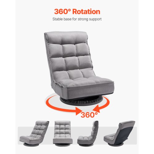 Gulv Gaming Stol, 55,8x55x77 cm, Grå, Justerbar Sammenklappelig