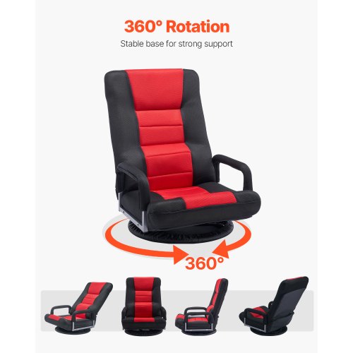 Gulv Gaming Stol, 54x66x76 cm, Rød Sort, Justerbar Sammenklappelig