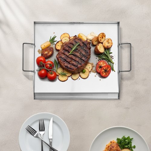 Stekhäll, 45,7x40,6 cm, Rostfritt stål, Platt grillplatta
