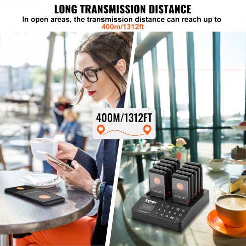 Restaurant Pager System, 273x154x30 mm, Sort, Trådløs Køopkald