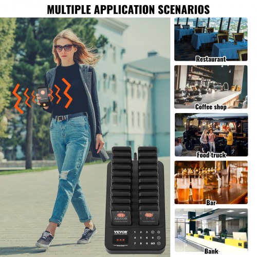 Restaurant Pager System, 273x154x30 mm, Sort, Trådløs Køopkald