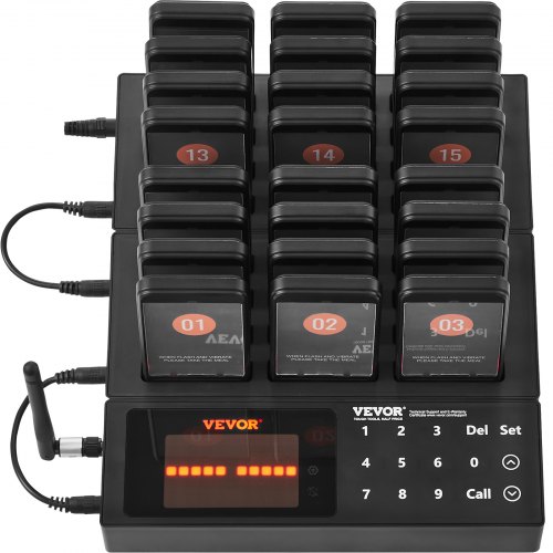 Restaurant Pager System, Trådløs 400m Lang Rækkevidde, 24 Søgere, Sort, Kaldeenhed