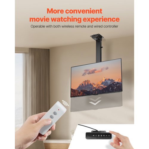 Katto-TV-teline, Moottoroitu sähköinen säädettävä, 17.5x72.5x73-173 cm, Teräs