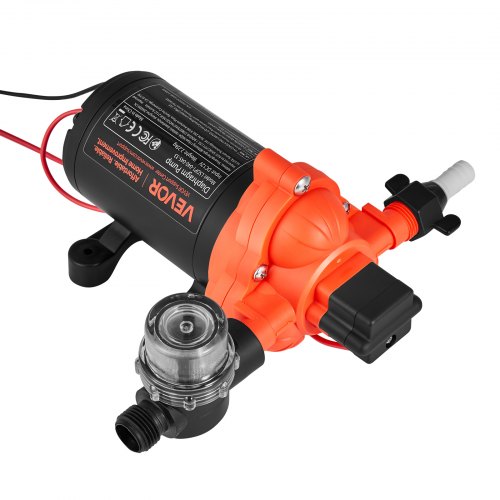 Vattenpump, 12V DC 15,1 L/min självsugande membran, svart, för husbil och marin