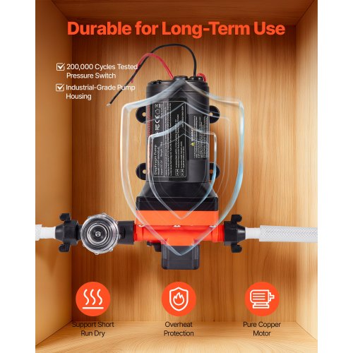 Vandpumpe, 12V DC 18,9 L/min 4-kammer selvansugende membran, sort, til campingvogn og marine