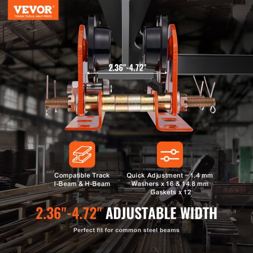 Manuell vagn, elektrisk lyft 499 kg kapacitet, 268x227x108 mm, justerbar bredd, legerat stål