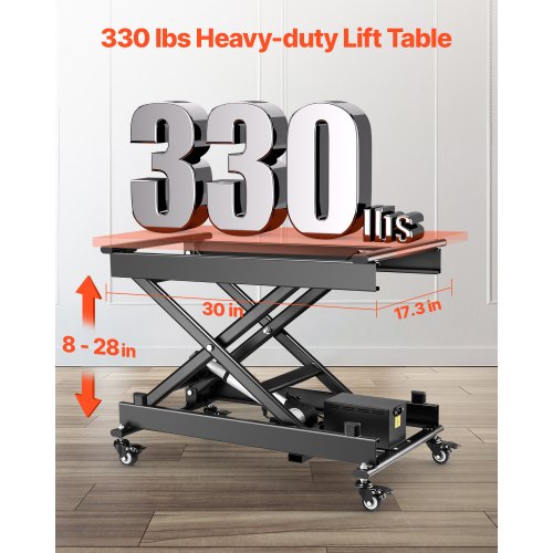 Elektrisk løftebord, 76x44 cm højdejusterbar platform, sort, materialehåndtering