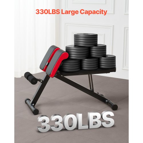 Vægtbænk, Justerbar Foldbar Romersk Stol, 150 kg, Sort, Stål