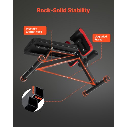 Vægtbænk, Justerbar Foldbar Romersk Stol, 150 kg, Sort, Stål