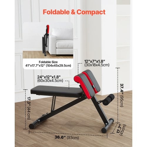 Vægtbænk, Justerbar Foldbar Romersk Stol, 150 kg, Sort, Stål