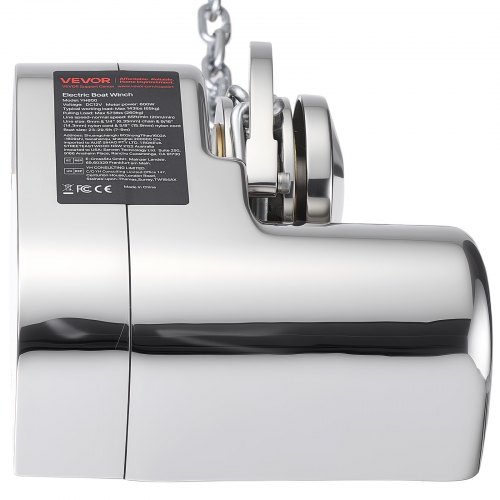 Ankerspil, Horisontal 12V DC 600W, 233x206x140 mm, Rustfrit stål