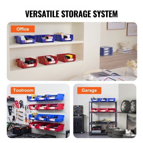 Opbevaringsboks, 27,6x27,9x12,8 cm, Blå/Rød, Plast, Stabelbar opbevaring