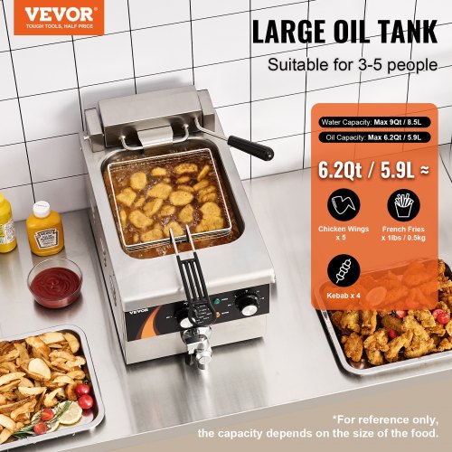 Frituregryde, Elektrisk Bordmodel 8,5L Rustfrit Stål, Sølv