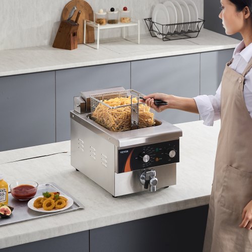 Frituregryde, Elektrisk Bordmodel 8,5L Rustfrit Stål, Sølv