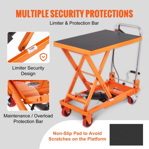 Hydraulisk løftebordsvogn 70x45x72 cm orange, stål