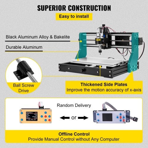 Lasergraveringsmaskine CNC 3018 Pro 300x180x45 mm, Aluminium