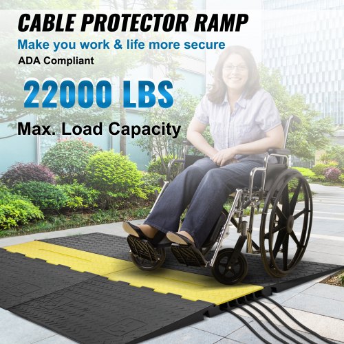 Kabelbeskytter rampe, 114,5x80x5 cm, Sort, Gummi