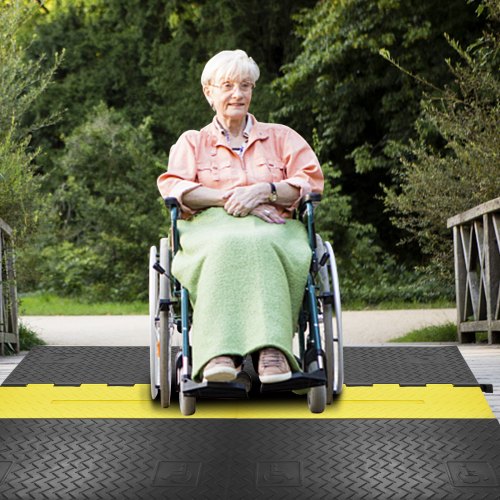 Kabelbeskytter rampe, 114,5x80x5 cm, Sort, Gummi