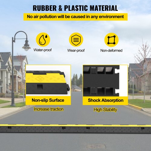 Kabelbeskytter rampe, 101x24,5x5 cm, Sort, Gummi